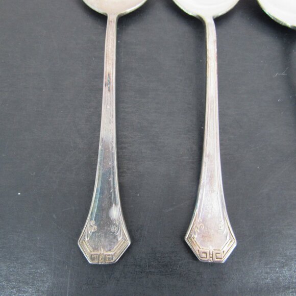 Reed & Barton Pompeian Greek Key & Scrollwork Design Soup Spoons Set of 4 Vntg - Picture 4 of 12